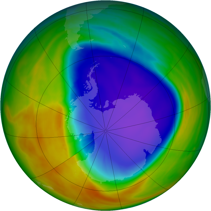 Antarctic ozone map for 05 October 2007
